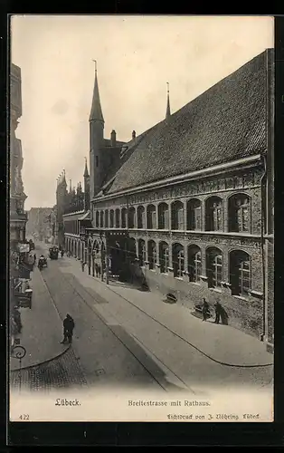 AK Lübeck, Breitestrasse mit Rathaus