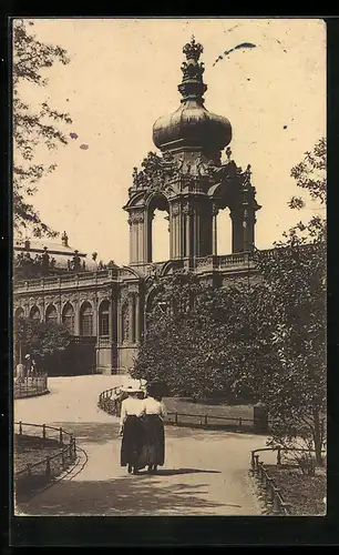 AK Dresden, Königl. Zwinger, Brücken-Tor an der Ostra-Allee