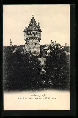 AK Landsberg a.L., Prof. Ritter von Herkomer`s Mutterturm