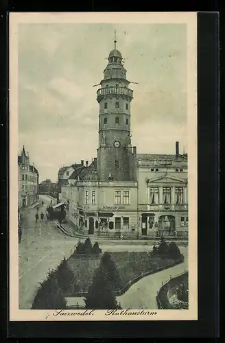 AK Salzwedel, Teilansicht mit dem Rathausturm