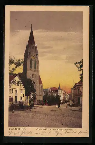 AK Lüdenscheid, Christuskirche mit Knapperstrasse