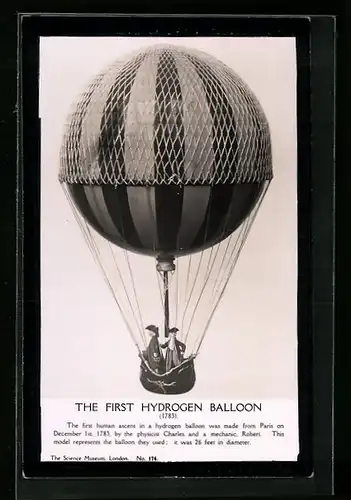 AK The first hydrogen ballon, Modell des ersten Wasserstoff-Ballons