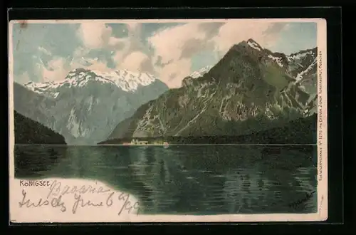 Künstler-AK Alexander Marcks: Königsee mit Bergpanorama