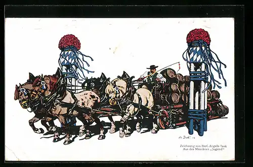 Künstler-AK Angelo Jank: Bayer. Brauereikutsche