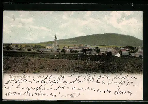 AK Schwarzenbach a. Wald, Ortsansicht mit Kirche