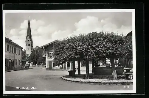 AK Miesbach /Obb., Ortsansicht mit Kirche