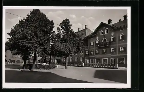 AK Miesbach, Strasse am Hindenburgplatz