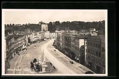 AK Mühldorf a. Inn, Hauptstrasse mit Kriegerdenkmal