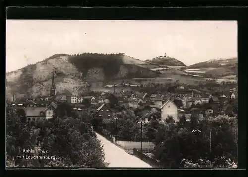 AK Kahla i. Th., Ortsansicht mit Leuchtenburg
