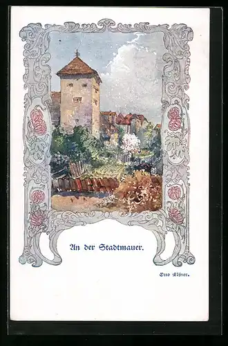 Künstler-AK Deutscher Schulverein Nr. 1241: Stadtansicht an der Stadtmauer