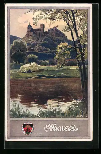 AK Deutscher Schulverein Nr.: Gars, Panorama mit Fluss