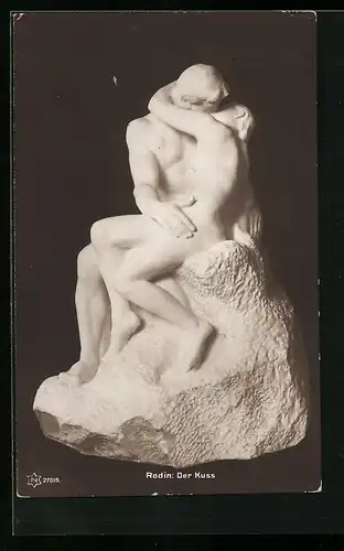 Künstler-AK Rodin: Der Kuss, Skulptur, Liebespaar