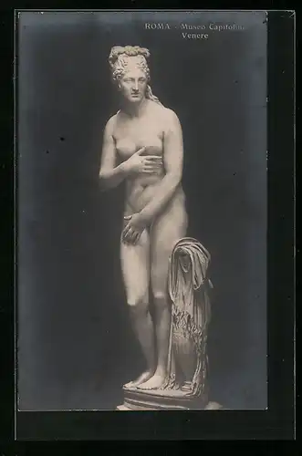 AK Plastik, Roma, Nackte Dame versteckt ihren Körper