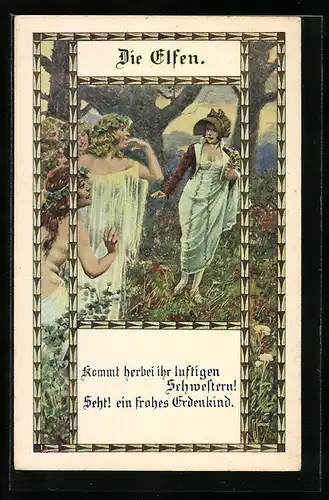 Künstler-AK Franz Kuderna: Die Elfen, Kommt herbei ihr lustigen Schwestern...