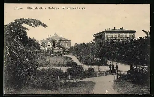 AK Libau, Blick vom Park aus in die Ulichstrasse