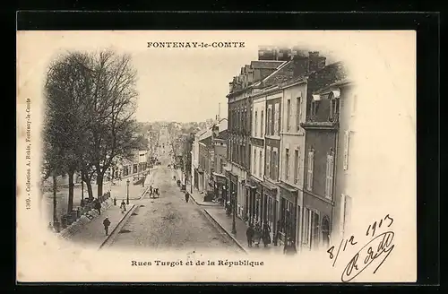 AK Fontenay-le-Comte, Rues Turgot et de la République