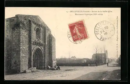 AK Belleville, Ruines de la vieille église, Monument historique