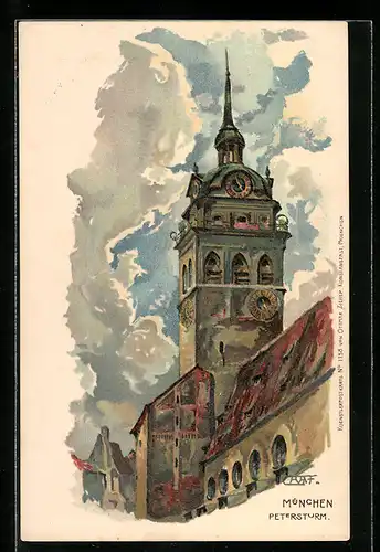 Künstler-AK München, Der Petersturm