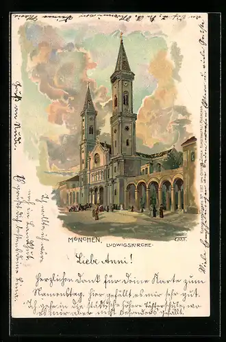 Künstler-AK Gottfried Graf: München, Ludwigskirche