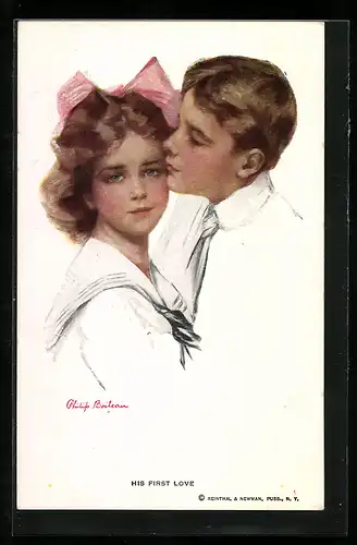 Künstler-AK Philip Boileau: Junges Liebespaar sich umarmend