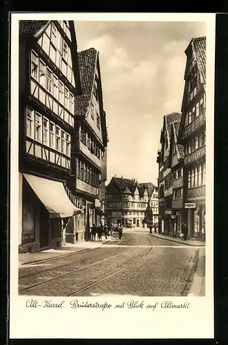 AK Kassel, Brüderstrasse mit Blick auf Altmarkt
