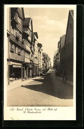 AK Kassel, Oberste Gasse mit Blick auf St. Martinskirche