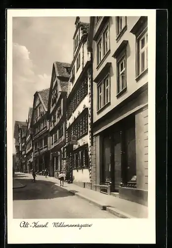 AK Kassel, Alte Häuser in der Wildemannsgasse