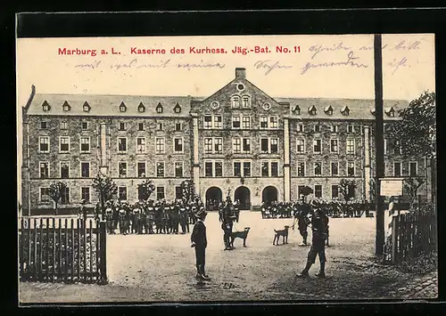 AK Marburg a. L., Kaserne des Kurhess. Jäg.-Bat. No. 11
