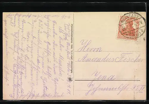 AK Neustadt a. Orla, Schwan auf dem Gamsenteich, Ene scheene Gegend