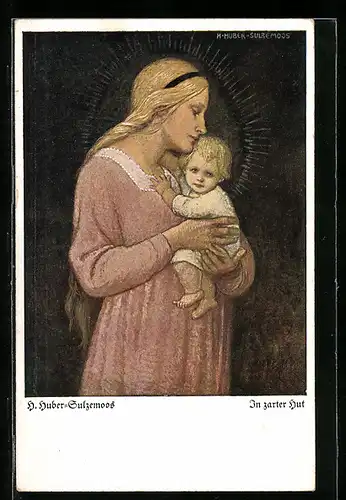 Künstler-AK Hans Huber-Sulzemoos: In zarter Hut, Maria mit dem Kinde