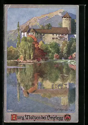 Künstler-AK E.F. Hofecker: Deutscher Schulverein Nr. 338, Brixlegg, Burg Malzen