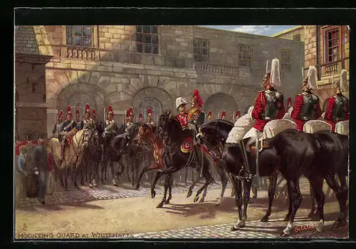 Künstler-AK Raphael Tuck & Sons Nr. 6412: London, Mounting Guard at Whitehall