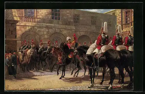 Künstler-AK Raphael Tuck & Sons Nr. 6412: London, Mounting Guard at Whitehall