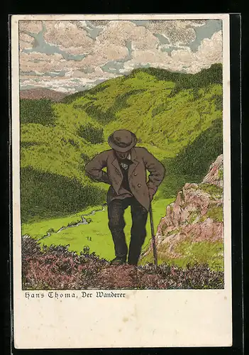 Künstler-AK Hans Thoma: Der Wanderer in den Bergen