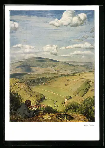 Künstler-AK Hans Thoma: Blick ins Tal