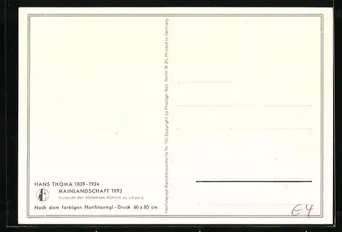 Künstler-AK Hans Thoma: Mainlandschaft 1893