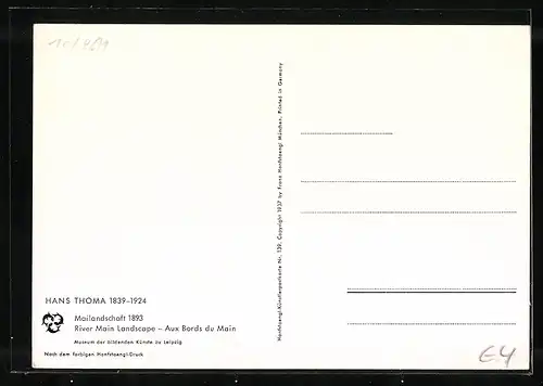 Künstler-AK Hans Thoma: Mainlandschaft anno 1893