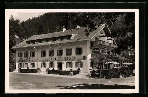AK Urfeld am Walchensee, Hotel Post und Jäger am See, Bes. Karl Brackenhofer