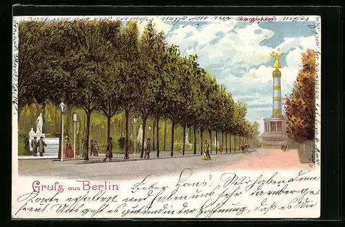 Lithographie Berlin-Tiergarten, Sieges-Allee