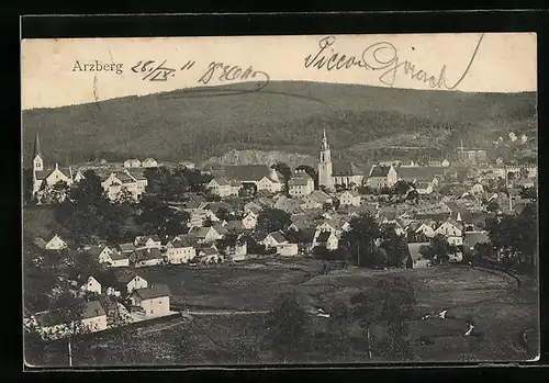 AK Arzberg, Totalansicht mit Kirchen