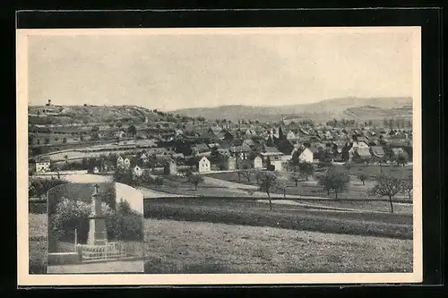 AK Thür b. Mayen, Ortsansicht und Denkmal