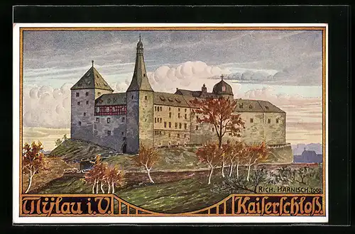 AK Mylau, Panorama m. Kaiserschloss