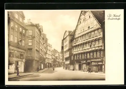 AK Kassel, Die Brüderstrasse in Alt-Kassel