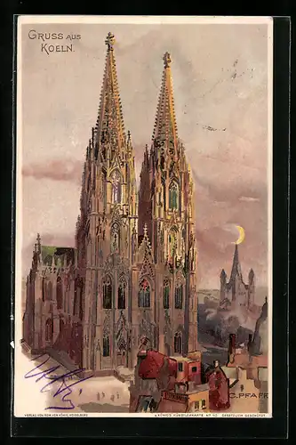 Künstler-AK C. Pfaff: Köln, Blick zum Dom