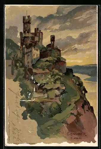 Künstler-AK C. Pfaff: Niederheimbach, Burg Sooneck