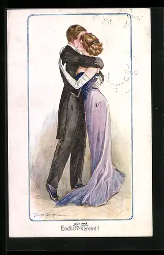 Künstler-AK Fred Spurgin: Liebespaar, endlich vereint