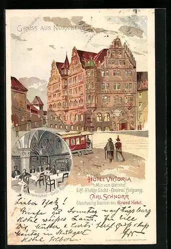 Lithographie Nürnberg, Hotel Victoria, Kloster-Stübel-Grill Room