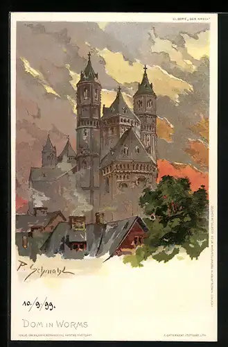 Künstler-AK P. Schmohl: Worms, Dom