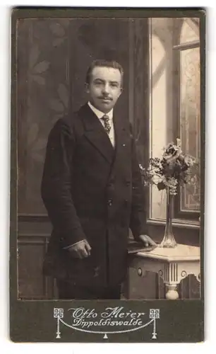 Fotografie Otto Meier, Dippoldiswalde, Bürgerlicher Herr mit Krawatte im Anzug