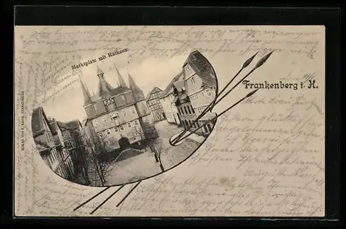 AK Frankenberg i. H., Marktplatz mit Rathaus